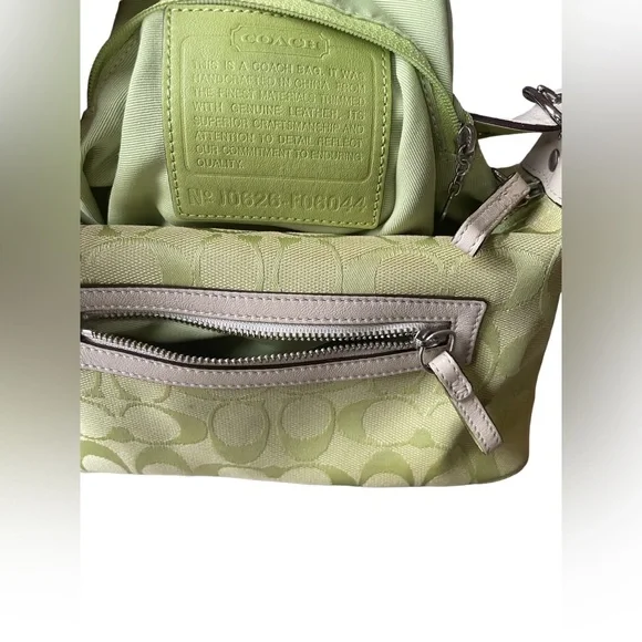 Coach lime green signature jacquard canvas & leather mini bag - Picture 4 of 8